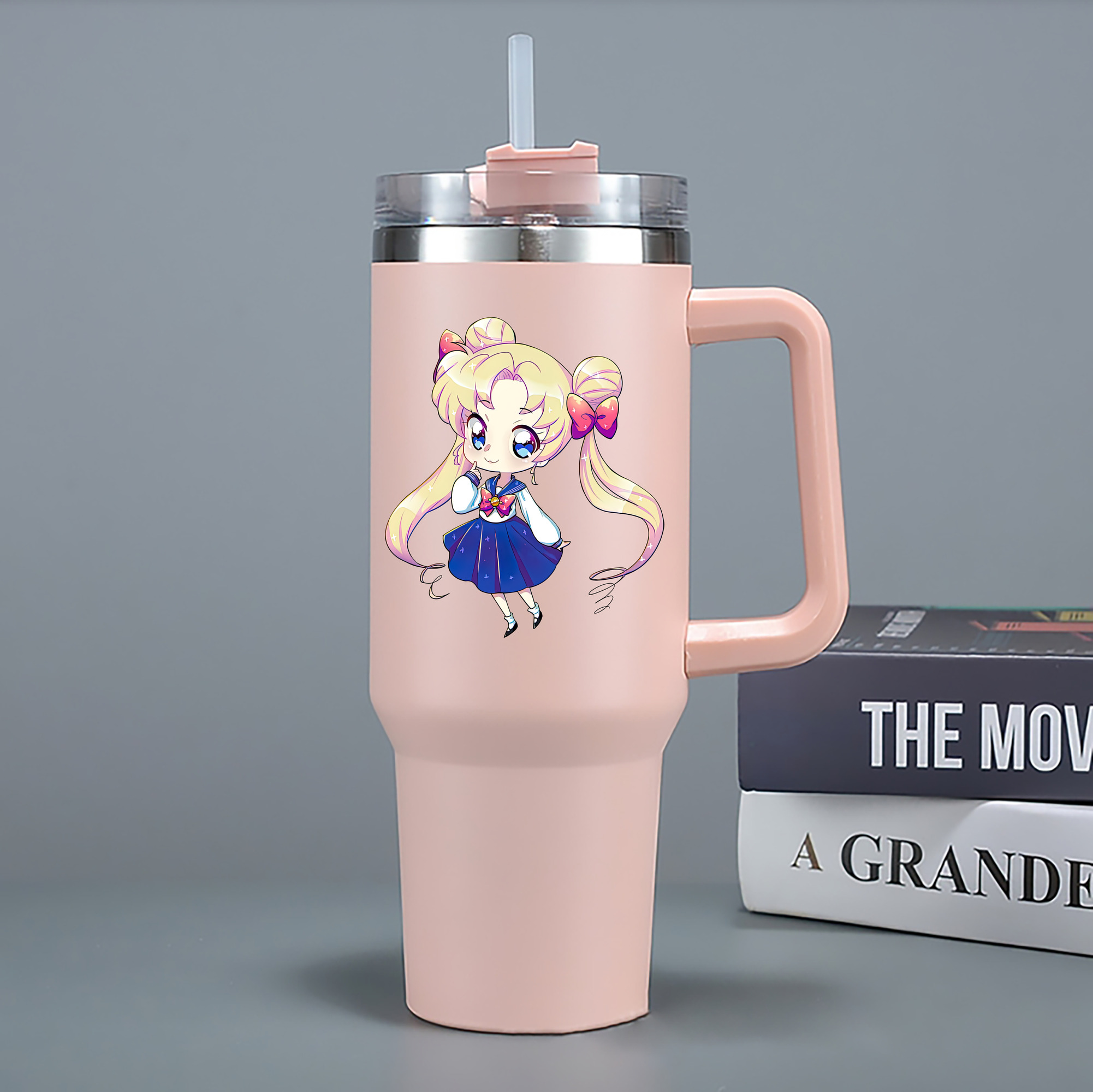 （画像用） 美少女戦士セーラームーン 月野 うさぎ つきの うさぎ Sailor Moon Tsukino Usagi 1200mL車用タンブラー - クリスタルステッカー（プラスチックストロー付き）